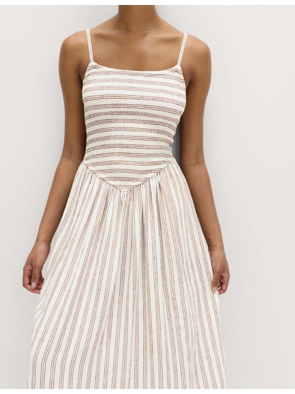 Marks & Spencer Ráncolt maxi ruha magas lenmartartalom Marks & Spencer barna
