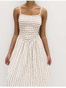 Marks & Spencer Ráncolt maxi ruha magas lenmartartalom Marks & Spencer barna