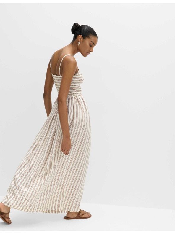 Marks & Spencer Ráncolt maxi ruha magas lenmartartalom Marks & Spencer barna