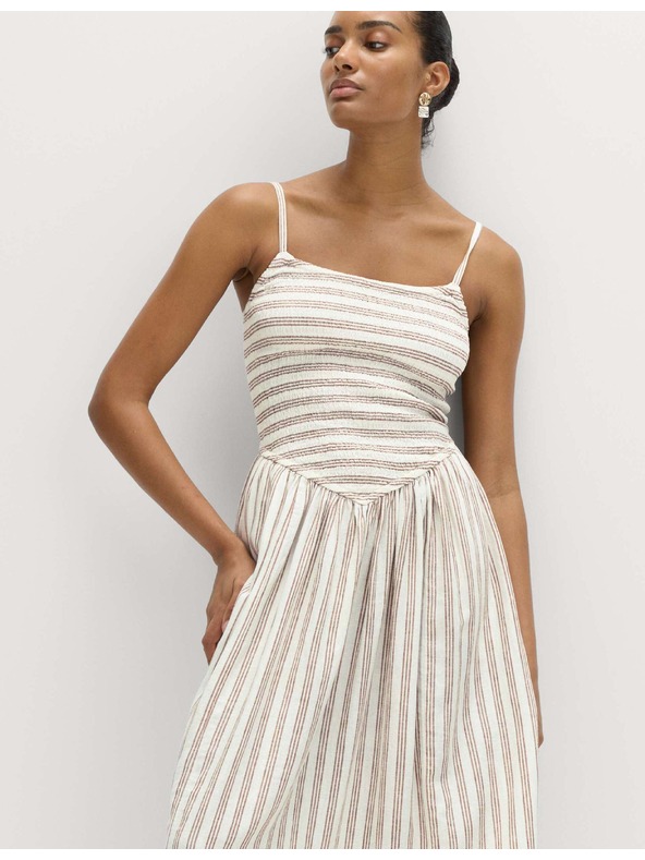 Marks & Spencer Ráncolt maxi ruha magas lenmartartalom Marks & Spencer barna