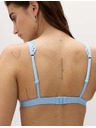 Marks & Spencer Dekoltázsú bikini felső párnázottsággal és hímzett szegéllyel, formázott Marks & Spencer kék