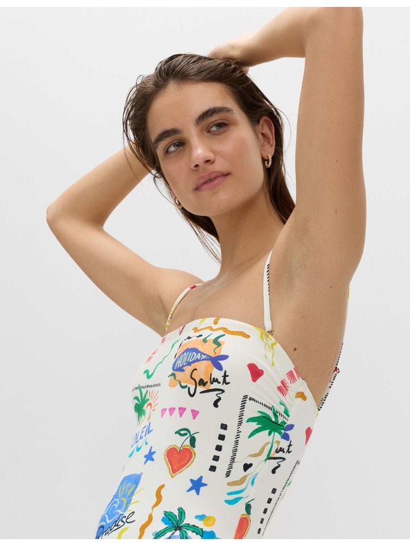 Marks & Spencer Bandeau típusú fürdőruha nyomattal Marks & Spencer többszínű