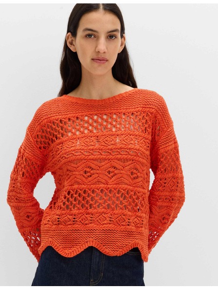 Marks & Spencer Textúrált rövidített pulóver magas pamutarányú Marks & Spencer narancssárga