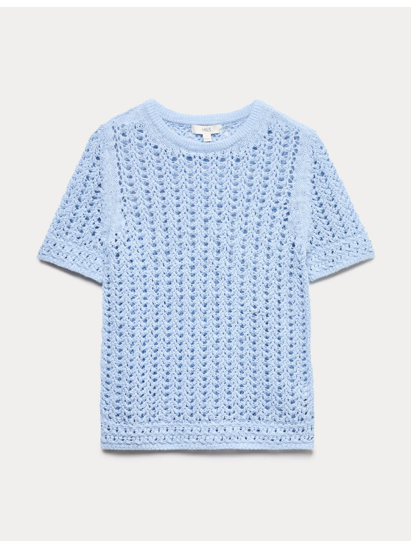 Marks & Spencer Textúrált felső magas pamutarányú Marks & Spencer kék