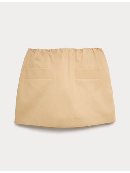 Marks & Spencer Gyűjtött mini szoknya A-vonalú fazonban tiszta pamutból Marks & Spencer barna