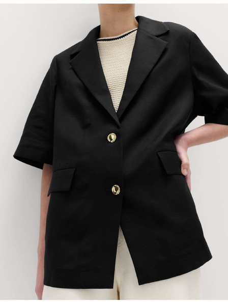 Marks & Spencer Rövid ujjú blazer magas lyocel és len tartalommal Marks & Spencer fekete