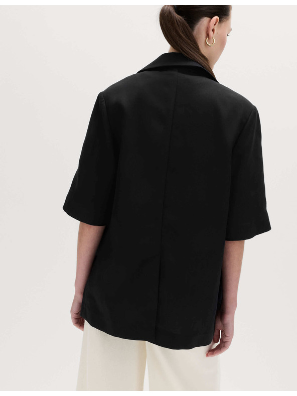 Marks & Spencer Rövid ujjú blazer magas lyocel és len tartalommal Marks & Spencer fekete
