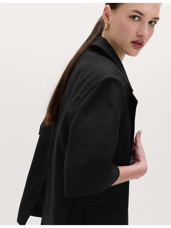 Marks & Spencer Rövid ujjú blazer magas lyocel és len tartalommal Marks & Spencer fekete
