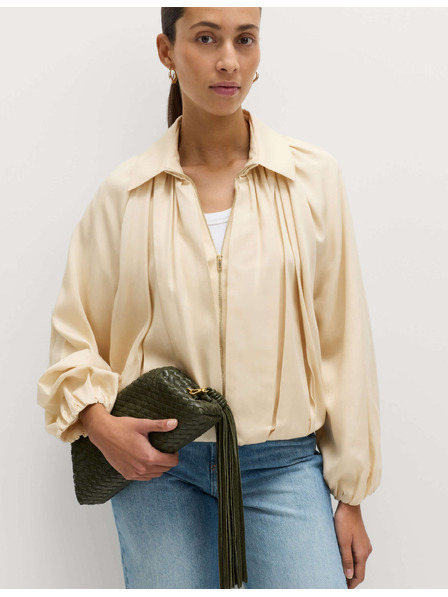 Marks & Spencer Pliszírozott bomber kabát tiszta Lycocell™ anyagból Marks & Spencer krémszín