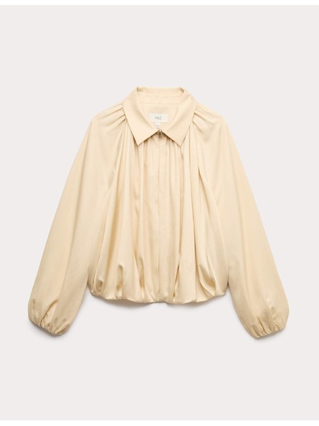 Marks & Spencer Pliszírozott bomber kabát tiszta Lycocell™ anyagból Marks & Spencer krémszín