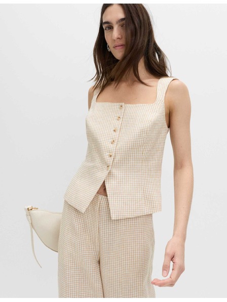 Marks & Spencer Gingham anyagból készült mellény tiszta lenből Marks & Spencer többszínű
