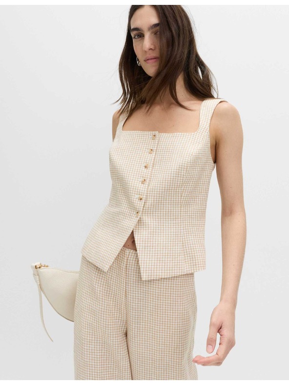 Marks & Spencer Gingham anyagból készült mellény tiszta lenből Marks & Spencer többszínű