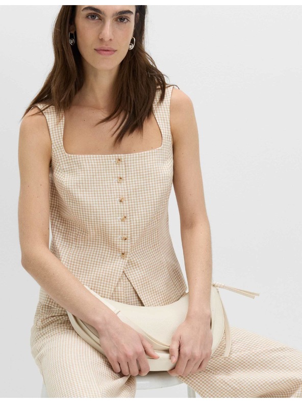 Marks & Spencer Gingham anyagból készült mellény tiszta lenből Marks & Spencer többszínű