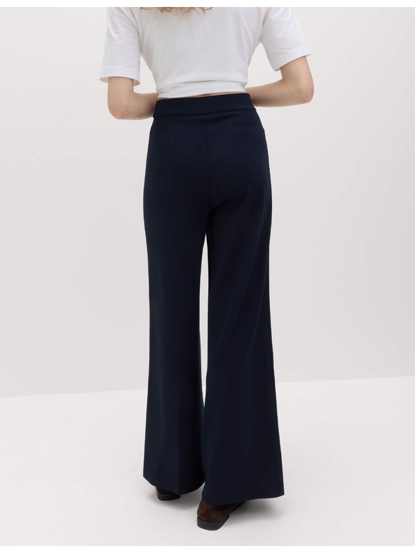 Marks & Spencer Jersey széles szárú stretch nadrág Marks & Spencer tengerészkék