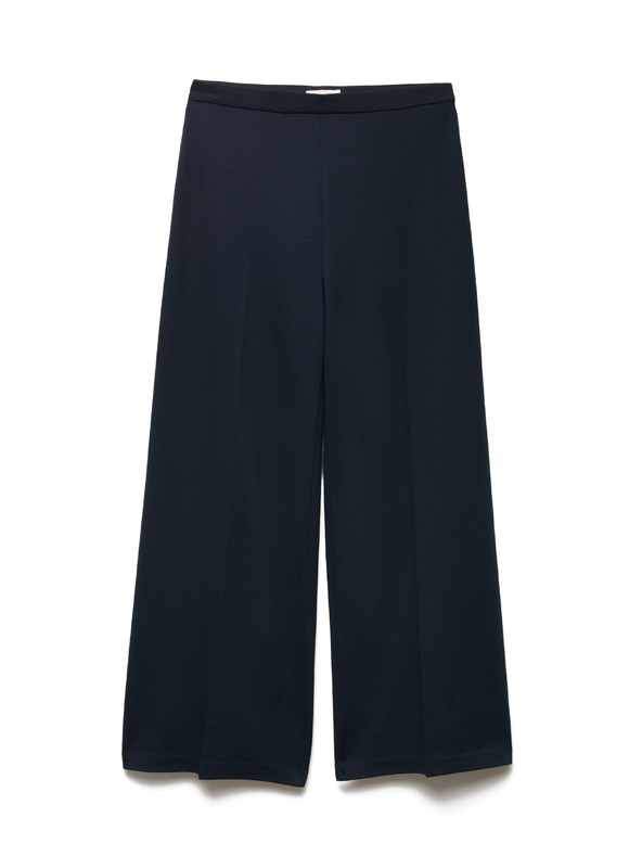 Marks & Spencer Jersey széles szárú stretch nadrág Marks & Spencer tengerészkék