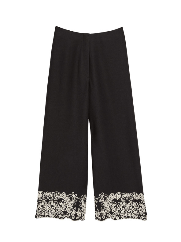Marks & Spencer Hímzett egyenes szárú magas modál tartalmú nadrág Marks & Spencer fekete