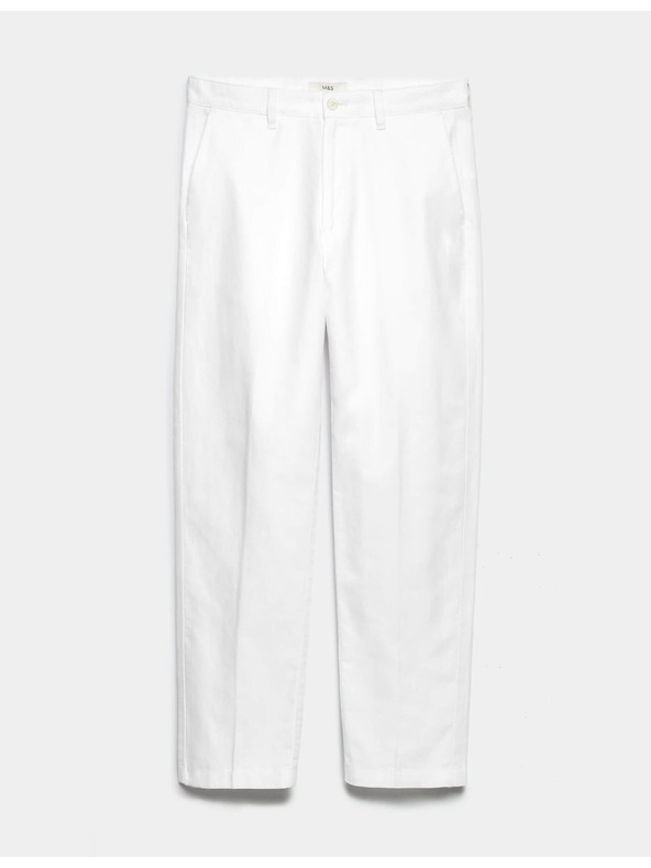 Marks & Spencer Len keverék chino nadrág, normál szabás Marks & Spencer fehér