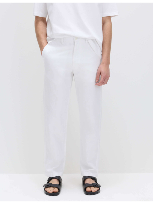 Marks & Spencer Len keverék chino nadrág, normál szabás Marks & Spencer fehér