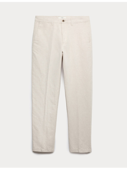 Marks & Spencer Chino nadrág lenvegyület keverékből, normál fazon Marks & Spencer bézs