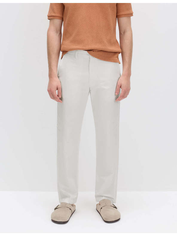Marks & Spencer Chino nadrág lenvegyület keverékből, normál fazon Marks & Spencer bézs