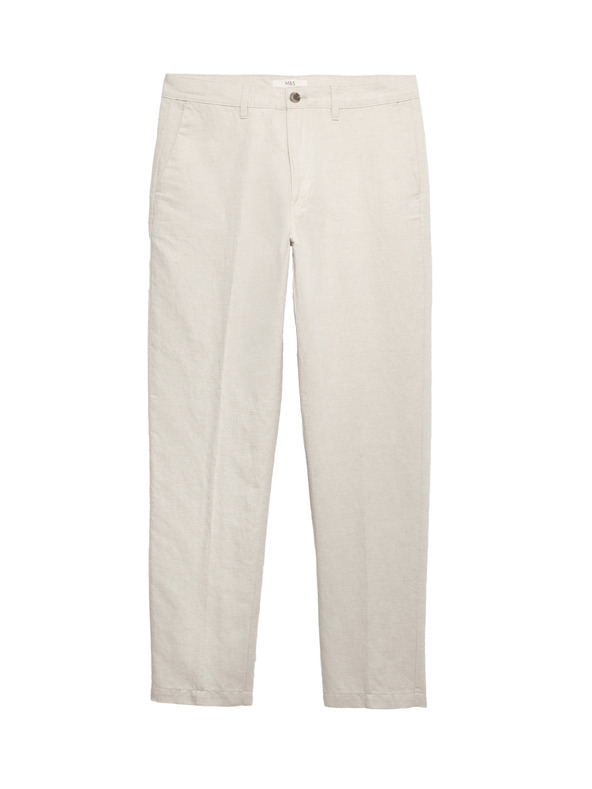 Marks & Spencer Chino nadrág lenvegyület keverékből, normál fazon Marks & Spencer bézs