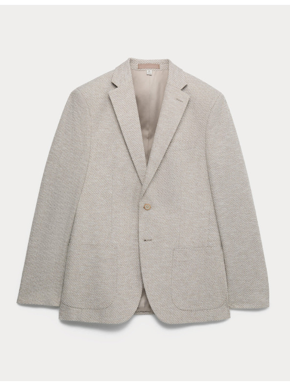 Marks & Spencer Stretch blazer enyhe szabott szabás textúrával, pamutból Marks & Spencer krém