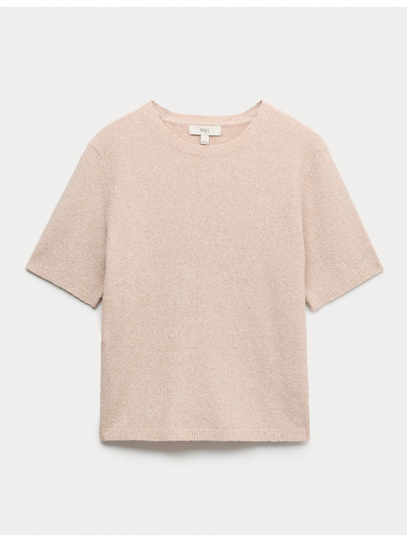 Marks & Spencer Textúrált keskeny fazonú buklé felső magas pamutarányú Marks & Spencer krém