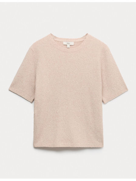 Marks & Spencer Textúrált keskeny fazonú buklé felső magas pamutarányú Marks & Spencer krém