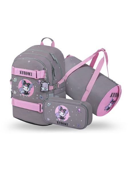 BAAGL  BAAGL SZETT 3 Skate Kuromi Grey: hátizsák, tolltartó, sporttáska GRS
