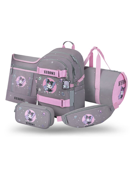 BAAGL  BAAGL SZETT 5 Skate Kuromi Grey: hátizsák, tolltartó, sporttáska, övtáska, notebook tok GRS