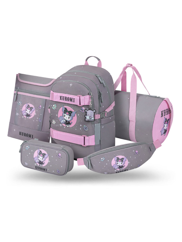 BAAGL  BAAGL SZETT 5 Skate Kuromi Grey: hátizsák, tolltartó, sporttáska, övtáska, notebook tok GRS