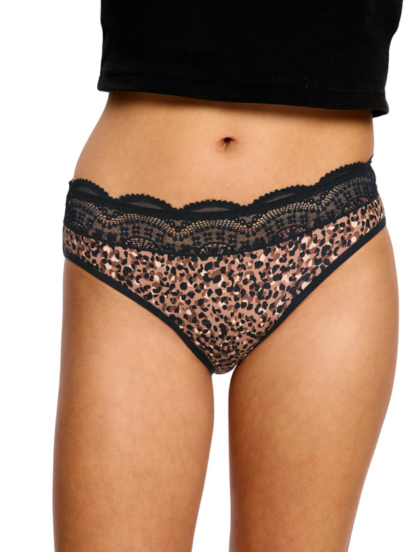 Modibodi Modibodi Sensual Hi Waist Bikini Moderate menstruációs fehérnemű Animalia Brown