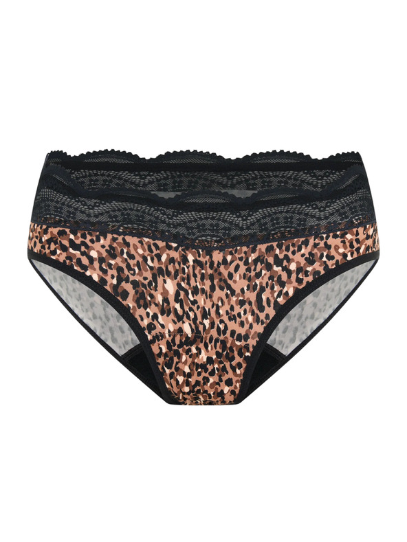 Modibodi Modibodi Sensual Hi Waist Bikini Moderate menstruációs fehérnemű Animalia Brown