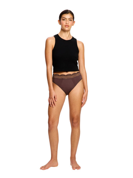 Modibodi Modibodi Sensual Hi Waist Bikini Super menstruációs fehérnemű Mahogany