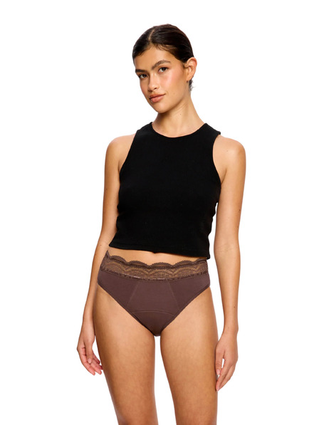 Modibodi Modibodi Sensual Hi Waist Bikini Super menstruációs fehérnemű Mahogany