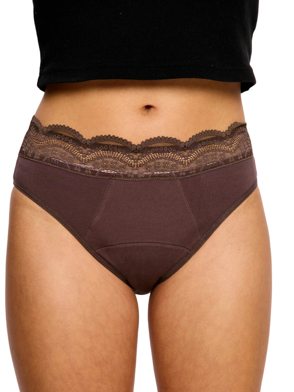 Modibodi Modibodi Sensual Hi Waist Bikini Super menstruációs fehérnemű Mahogany