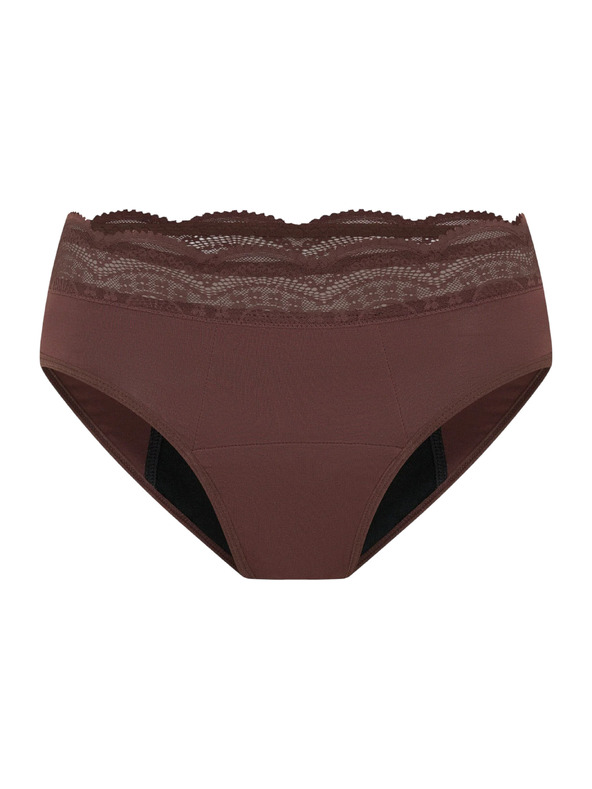Modibodi Modibodi Sensual Hi Waist Bikini Super menstruációs fehérnemű Mahogany