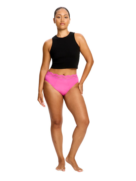 Modibodi Modibodi Sensual Hi Waist Bikini Super menstruációs fehérnemű Electric Fuchsia