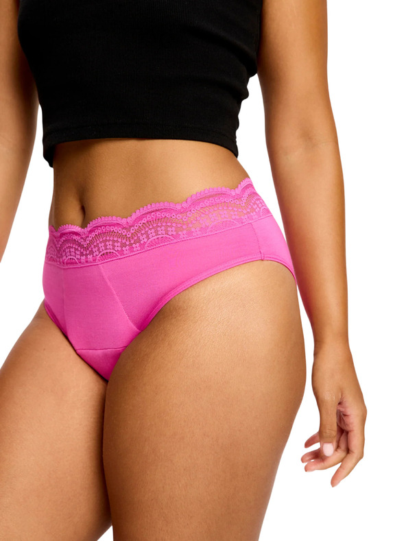 Modibodi Modibodi Sensual Hi Waist Bikini Super menstruációs fehérnemű Electric Fuchsia