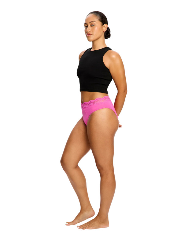Modibodi Modibodi Sensual Hi Waist Bikini Super menstruációs fehérnemű Electric Fuchsia