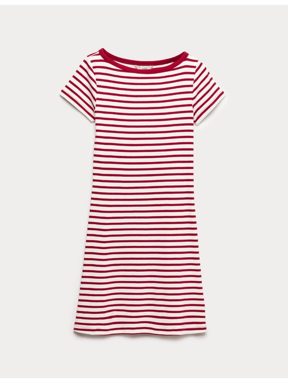 Marks & Spencer Csíkos mini ceruza ruha magas pamuttartalommal Marks & Spencer piros