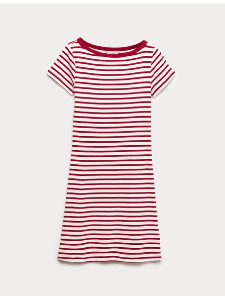 Marks & Spencer Csíkos mini ceruza ruha magas pamuttartalommal Marks & Spencer piros