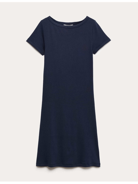 Marks & Spencer Csíkos mini ceruza ruha magas pamuттartalommal és hajónyak kivágással Marks & Spencer tengerészeti kék