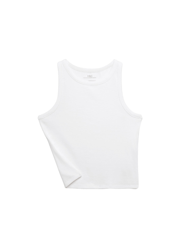 Marks & Spencer Pamut tartalmú ujjatlan top (6–16 év) Marks & Spencer fehér