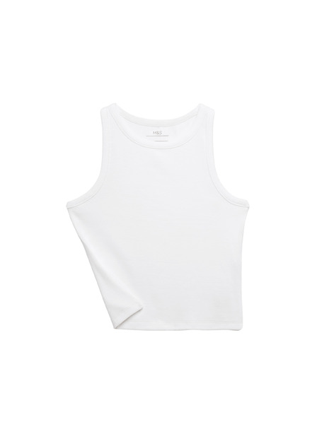 Marks & Spencer Pamut tartalmú ujjatlan top (6–16 év) Marks & Spencer fehér