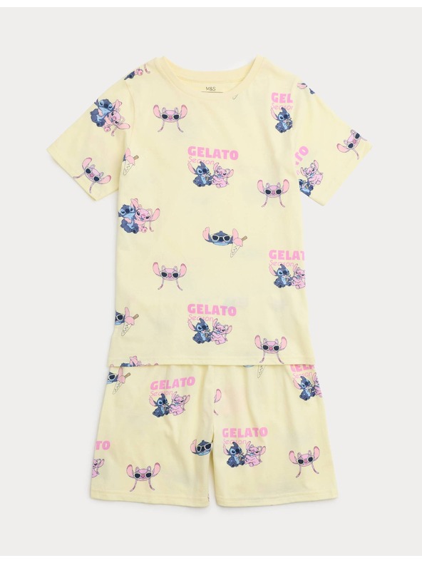 Marks & Spencer Marks & Spencer Lilo & Stitch™ tiszta pamut pizsama (3–16 év) sárga