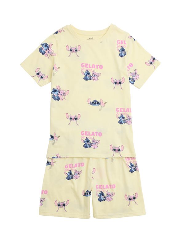 Marks & Spencer Marks & Spencer Lilo & Stitch™ tiszta pamut pizsama (3–16 év) sárga