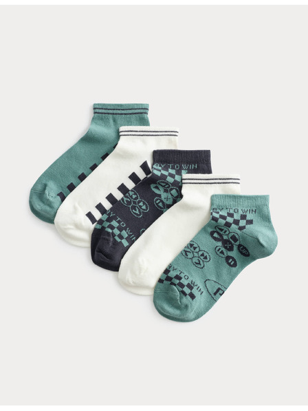Marks & Spencer Trainer Liners™ Gaming edzőzokni, 5 pár csomag (6 kicsi – 7 nagy) Marks & Spencer zöld