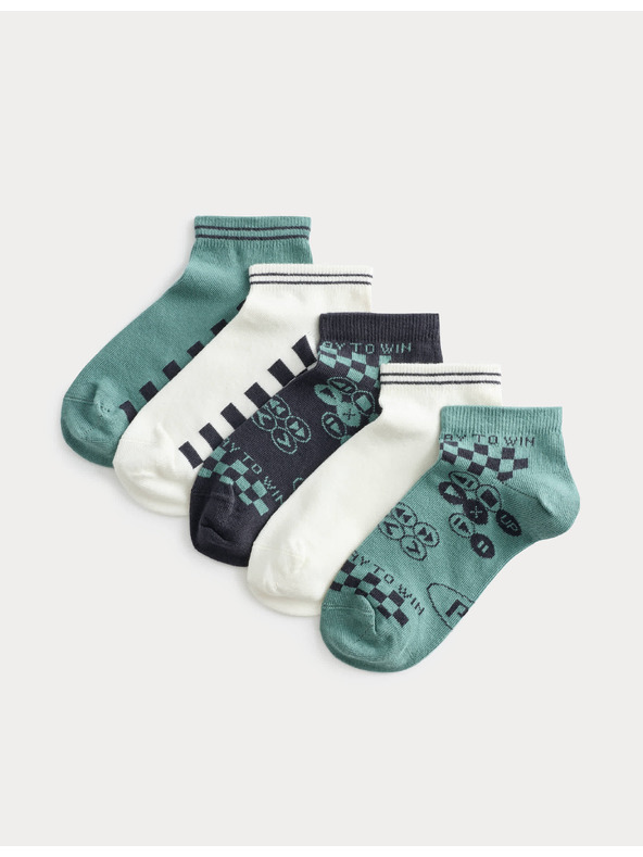 Marks & Spencer Trainer Liners™ Gaming edzőzokni, 5 pár csomag (6 kicsi – 7 nagy) Marks & Spencer zöld