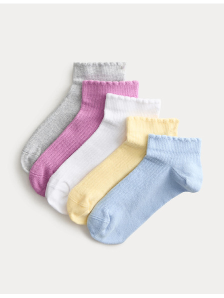 Marks & Spencer Bordázott Trainer Liners™ edzőzokni magas pamutarányú, 5 pár (6 kicsi – 7 nagy) Marks & Spencer többszínű